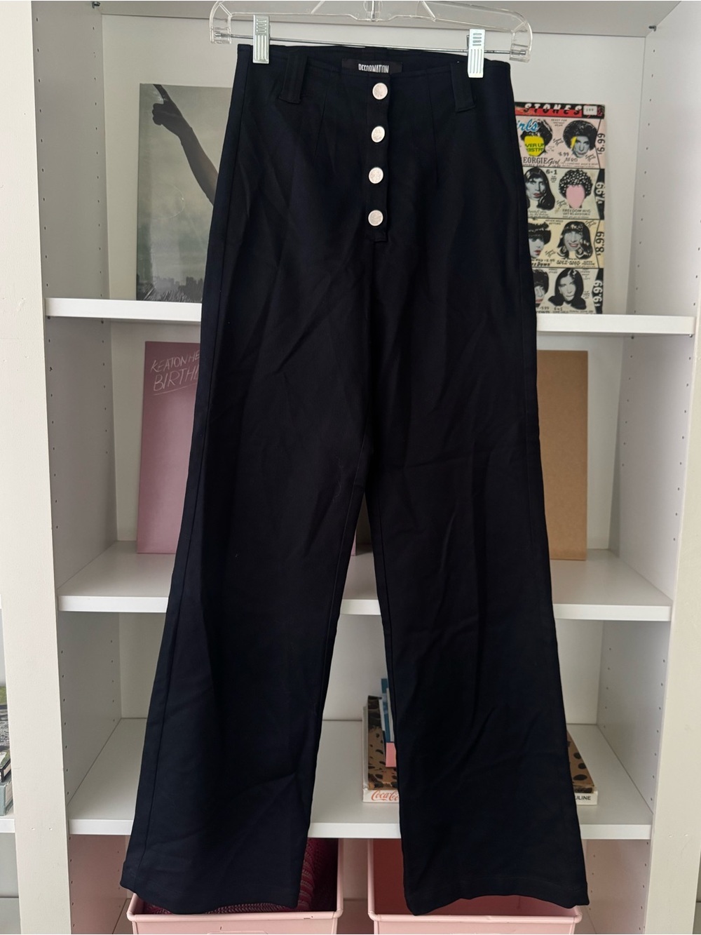 REFORMATION High Waist Black Button Up Pants